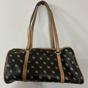 Dooney & Bourke Black and Tan Barrel Bag